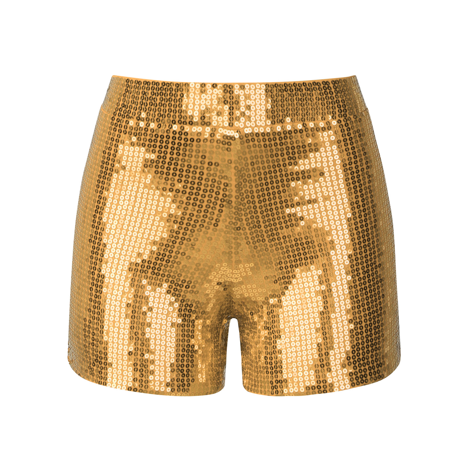 thumbnail image 3 of Pantalones cortos de lentejuelas de cintura alta para mujer: pantalones elásticos con cordón para fiestas y uso informal, 3 of 8